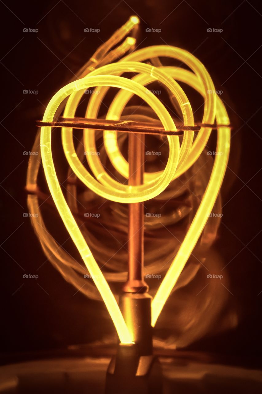 Orange light of a lamp.