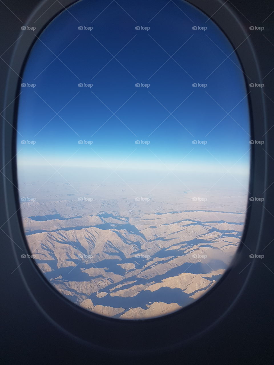 Mountain view from airplane window