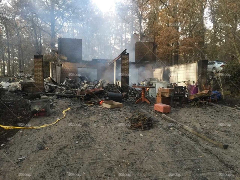 house burnt down