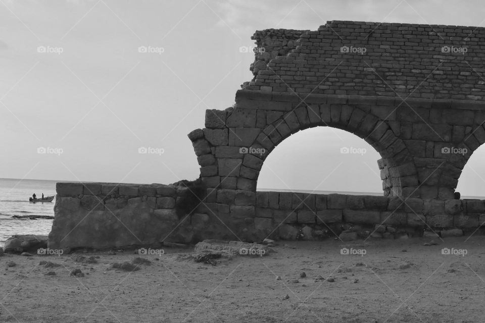 Ancient arch of Caesarea aqueduct 