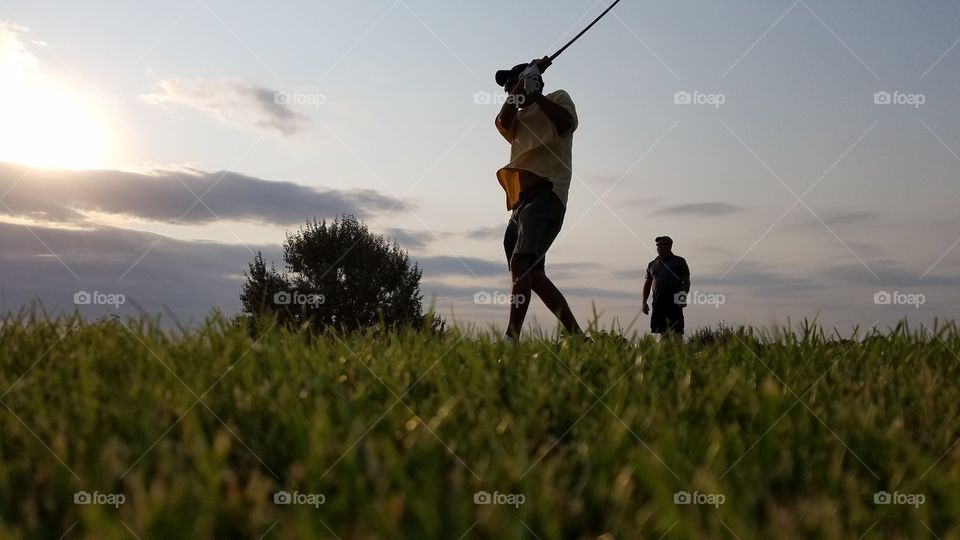 Sunset, Grass, Landscape, Leisure, Golf