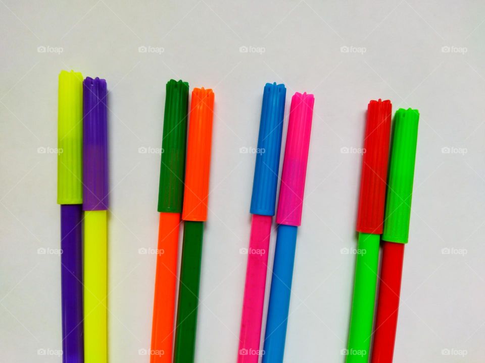 Combination of colored pens, harmonious color concep