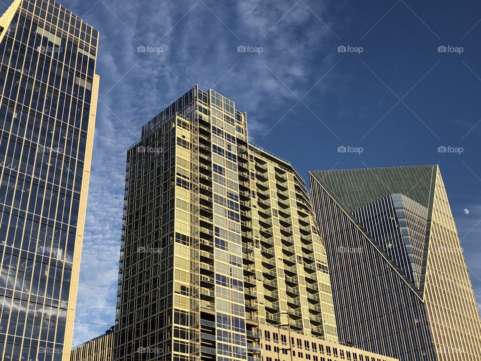 Three modern buildings in Buckhead Atlanta. 