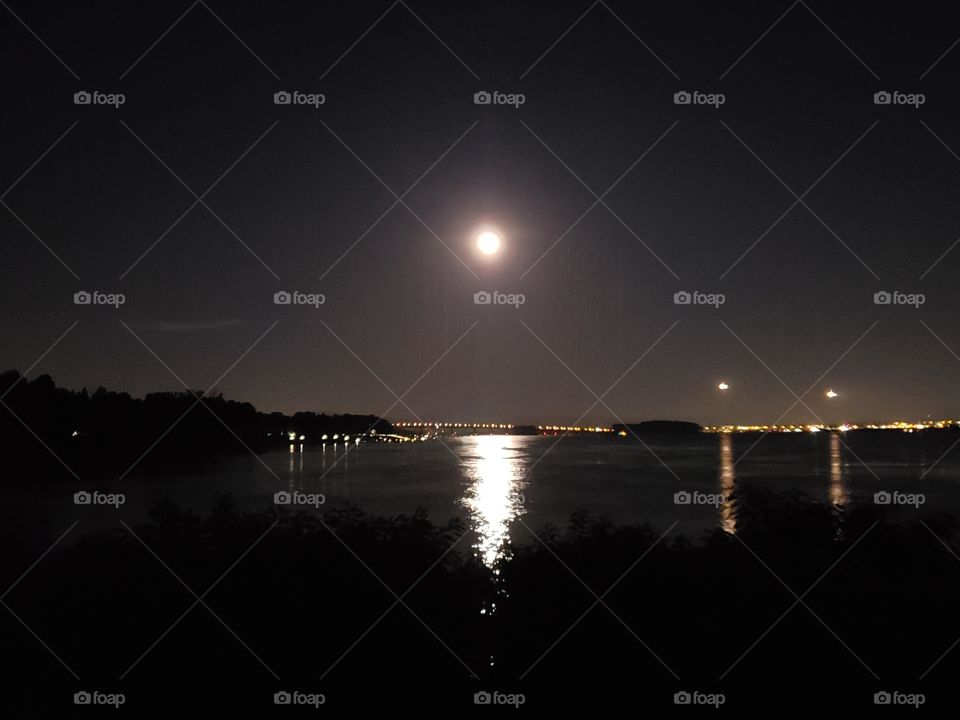 Moon reflection on river