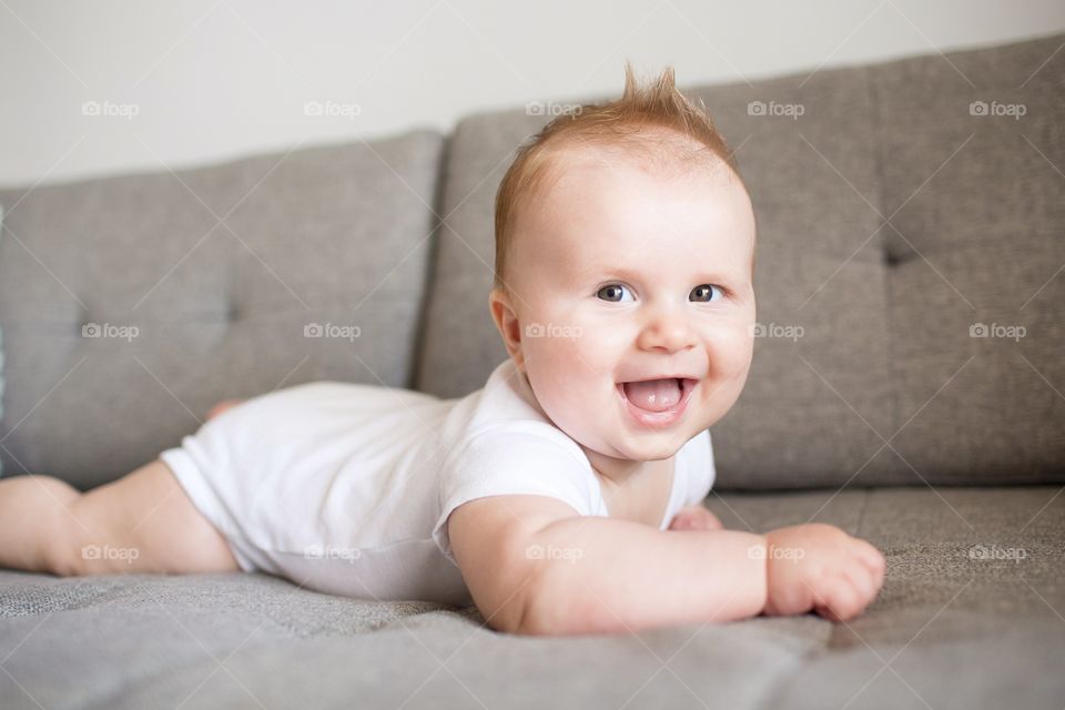 Close-up of smiling baby boy