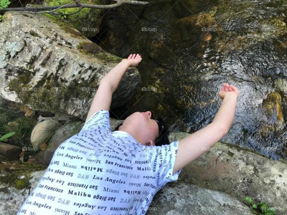 On vacation in the north of Spain. Making a route through the forest around the river we find a waterfall.