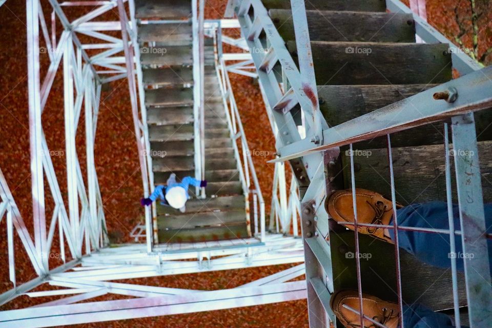 Going down the tower. Tallest point in Missouri 