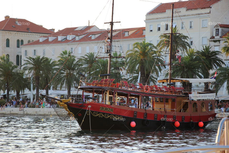 Riva (waterfront), Split, Croatia - one of many boats for excursions and fish picnicking