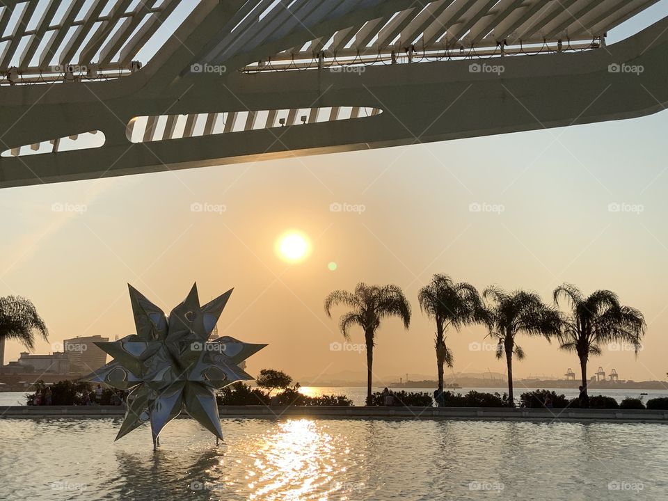 Sunset at tomorrow museum. Different matters 