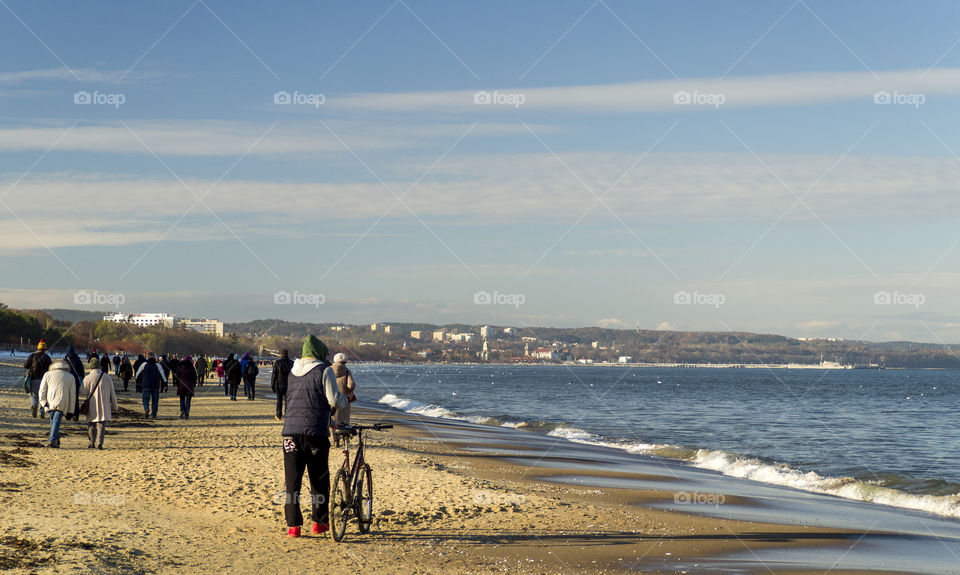 morning walk on baltic sea coast