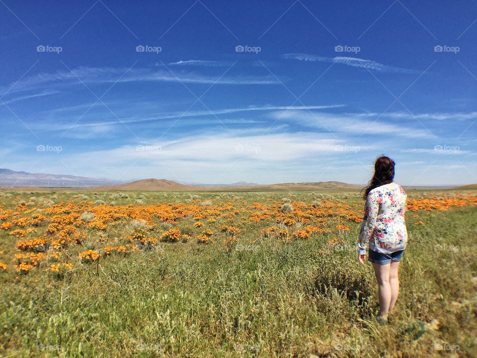 Woman in poppy field 