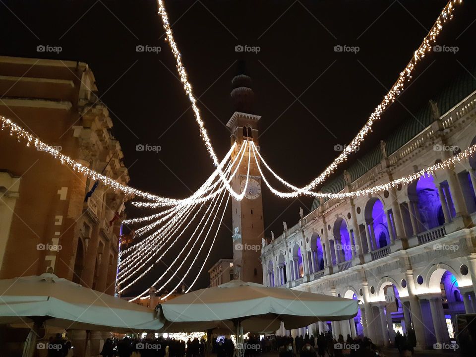 lights in the square at Christmas