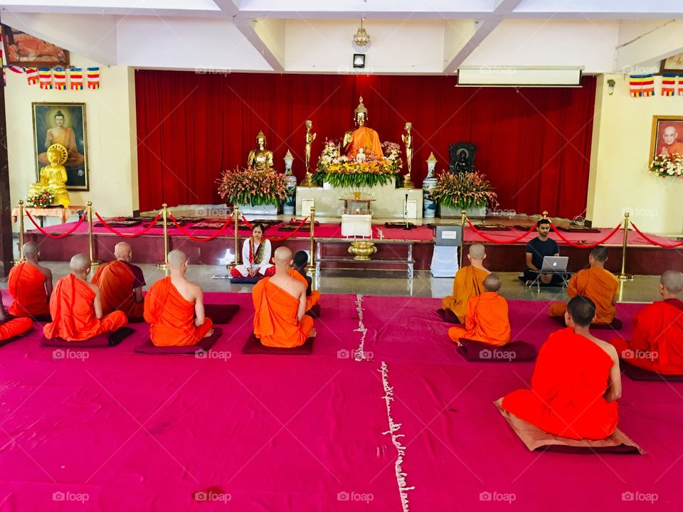 Monks learning meditation