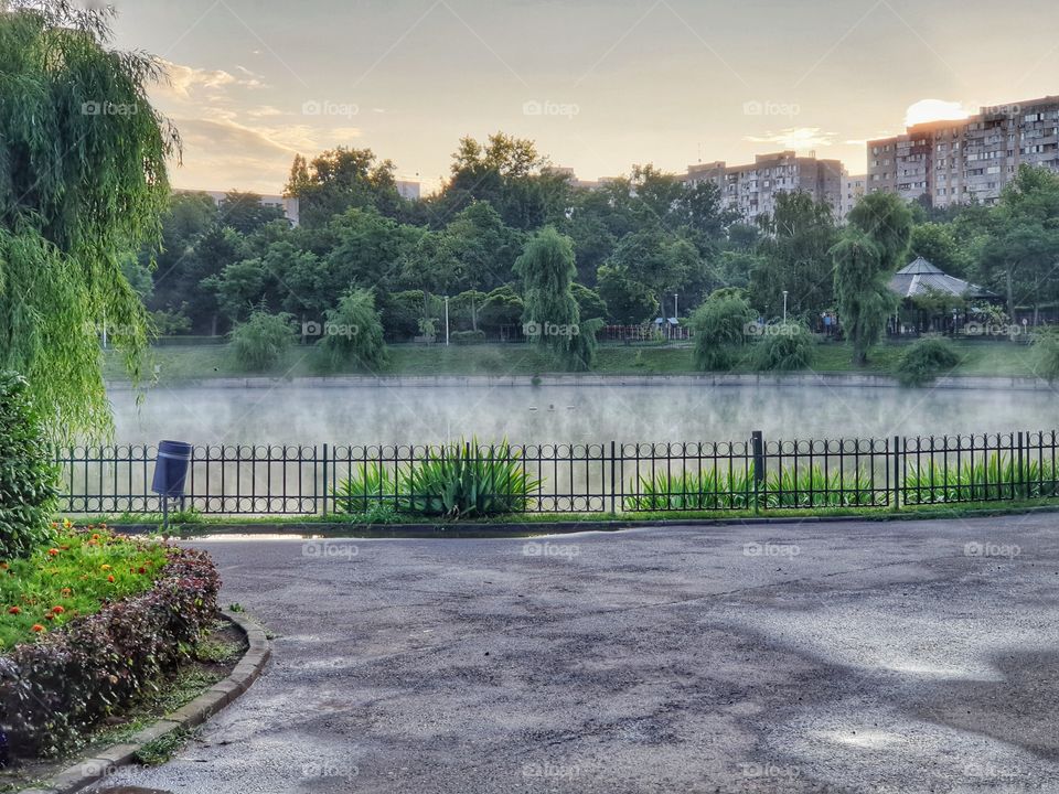 Morning fog above the lake - Bucharest