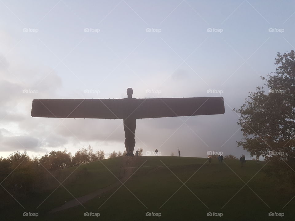 The Gateshead angel just after sunset