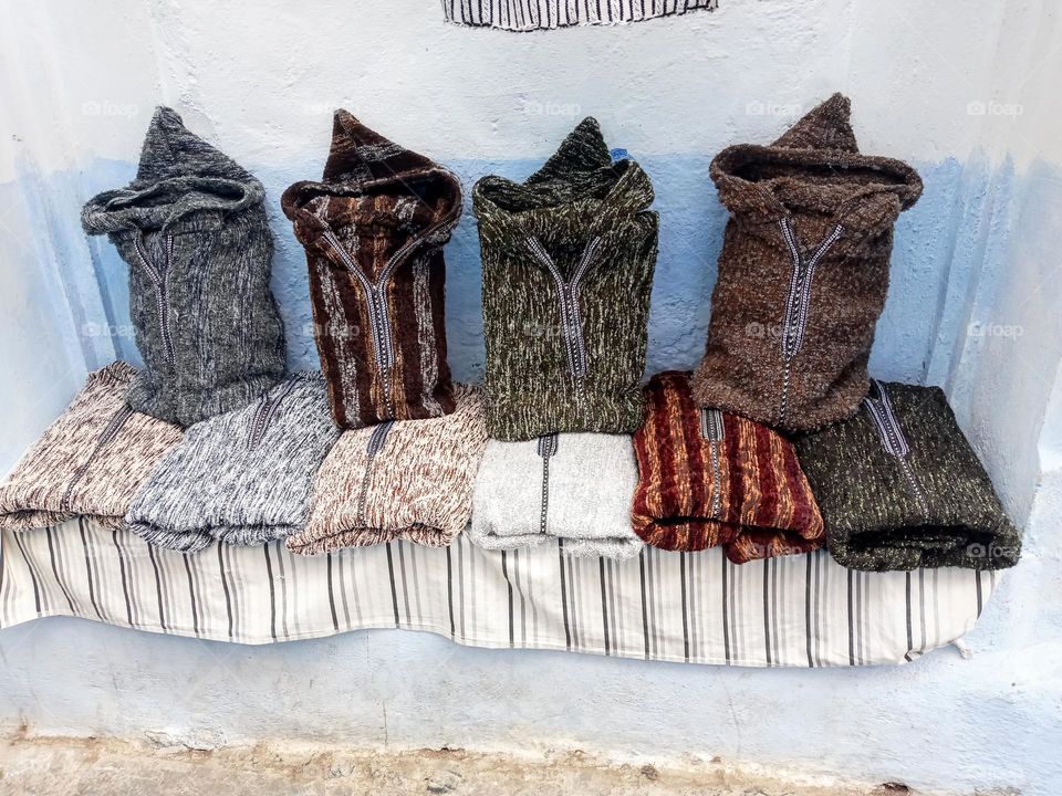 Djellabas from chefchaouen city of morocco