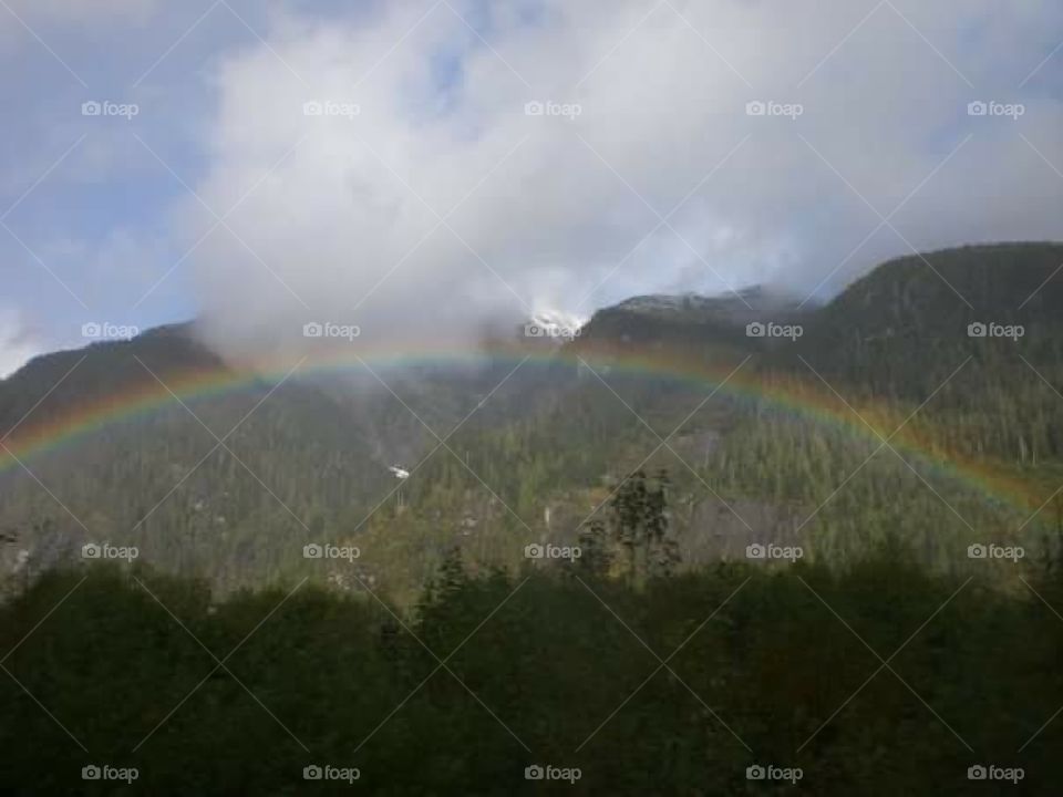 Rainbow, Landscape, Fog, Mountain, Mist