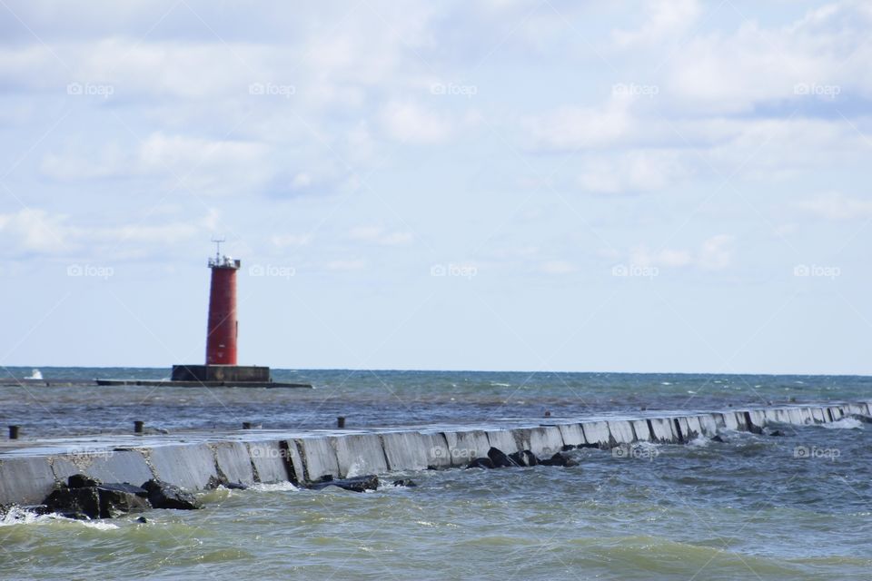 Sheboygan lighthouse on Lake Michigan 