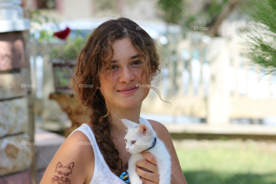 Me with my cat in summer