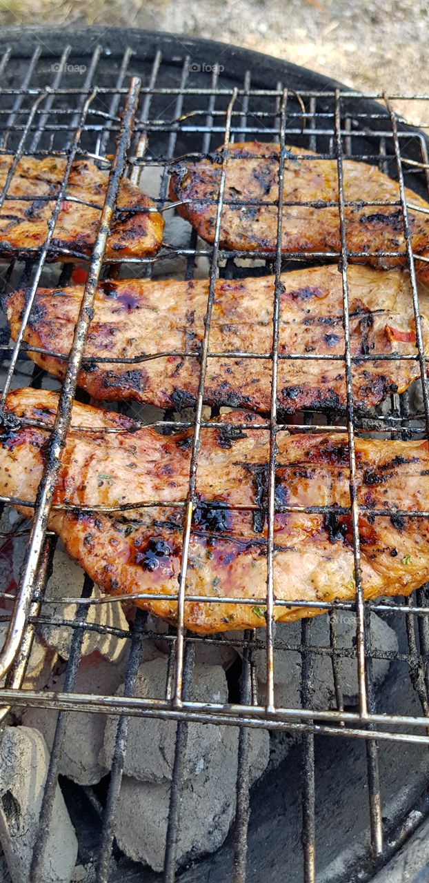 Meat on grill