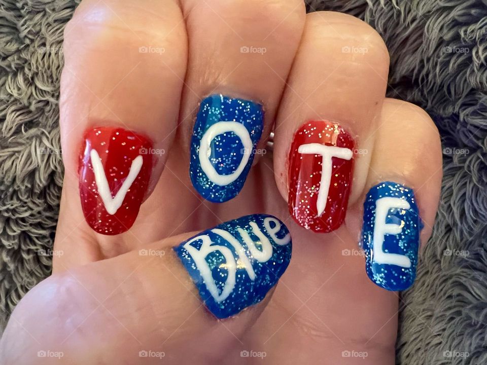 Gel nail polish manicure for Election Day