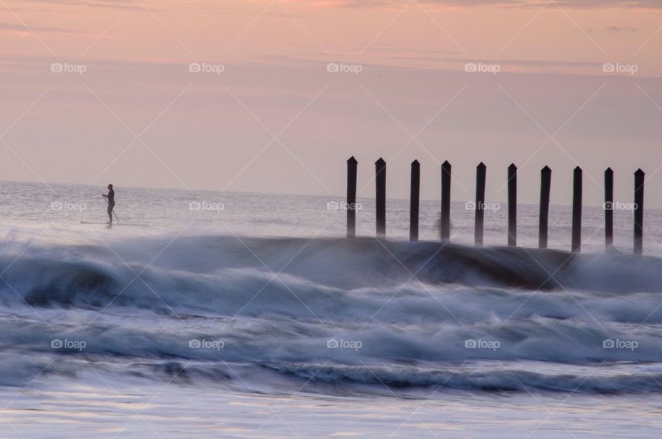 View of beach during sunset