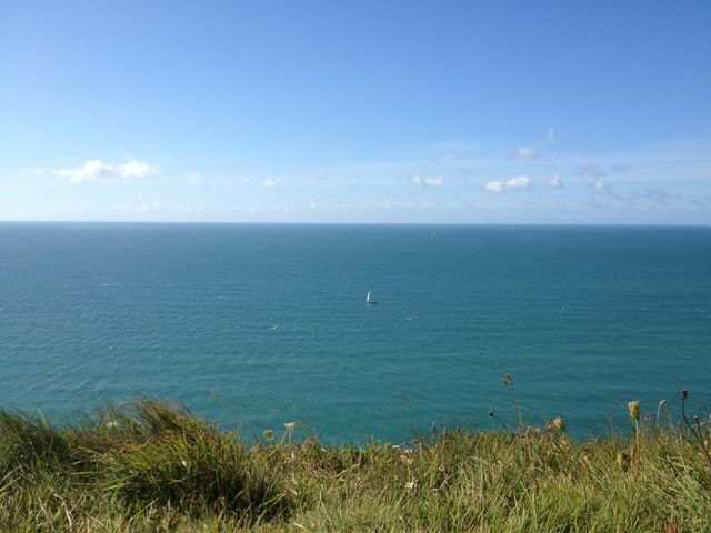Beautiful boat in the blue water 