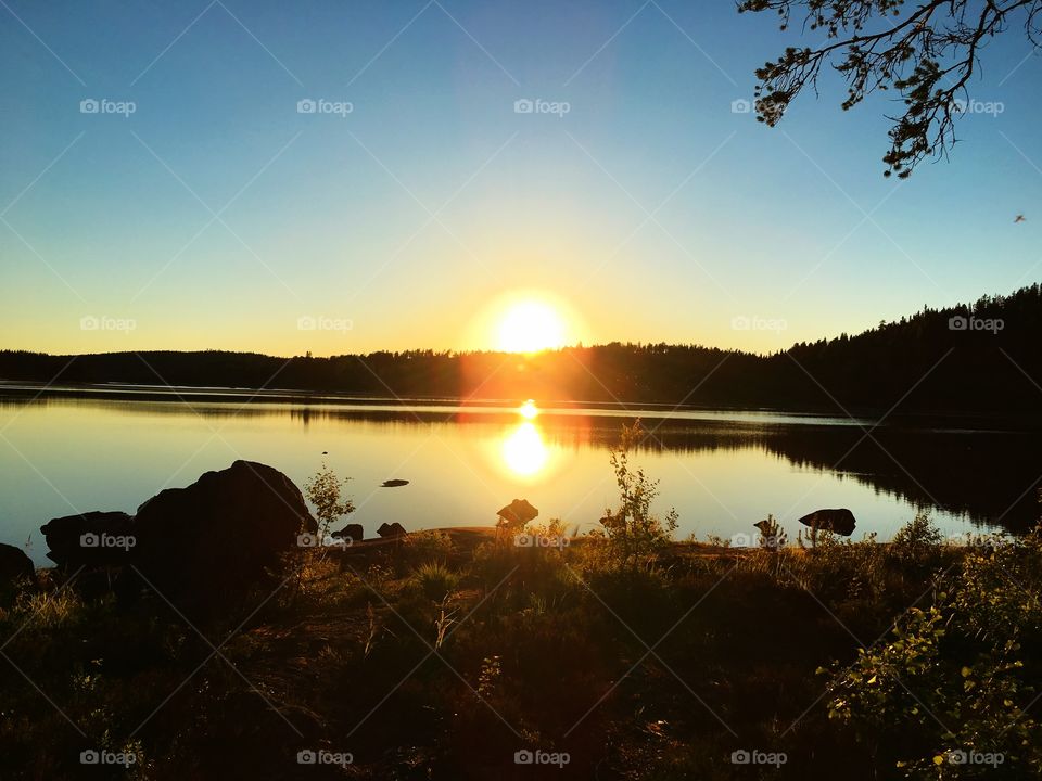 Sunset by the lake
