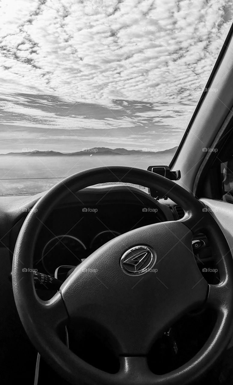 Beautiful Sky and Mountain View from Inside of The Car