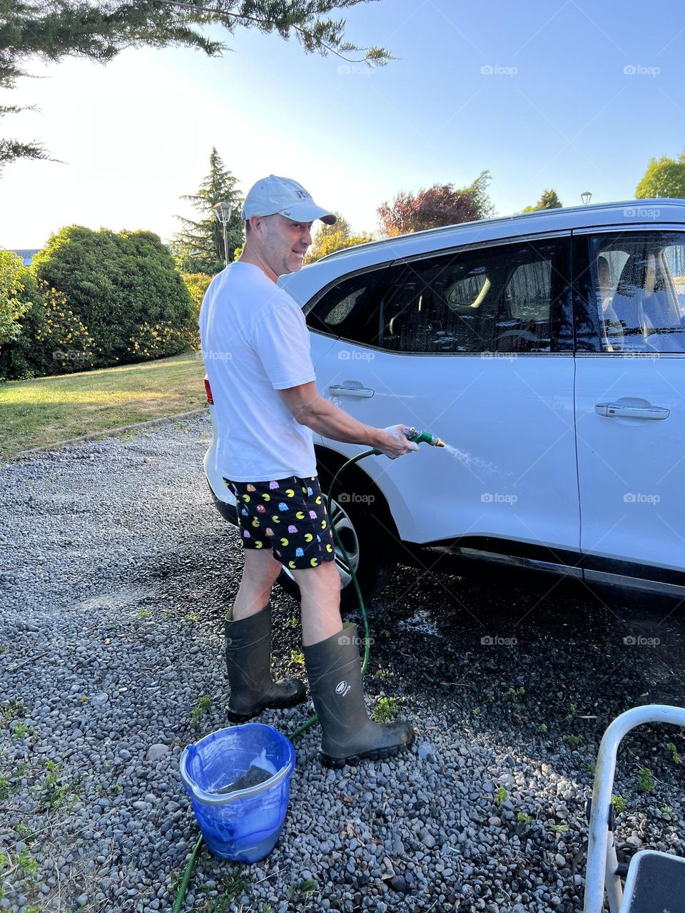 Crazy outfit to wash the car