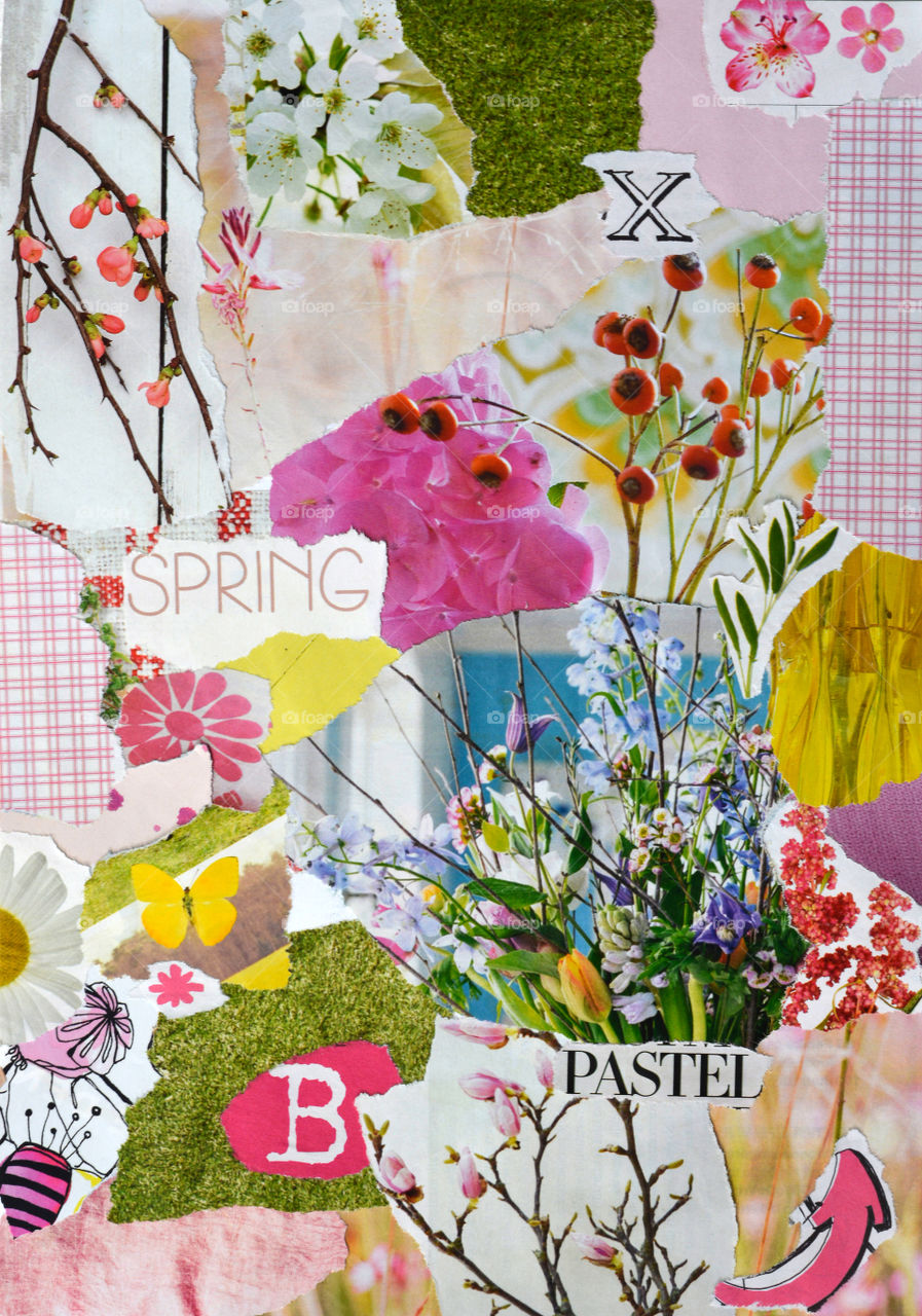 Spring collage mood board for ispiration