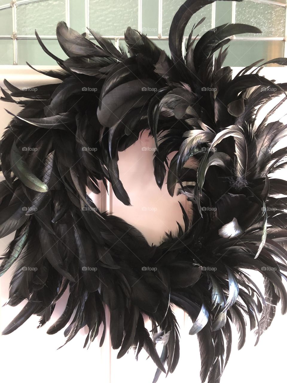 Black Feather Wreath on Door