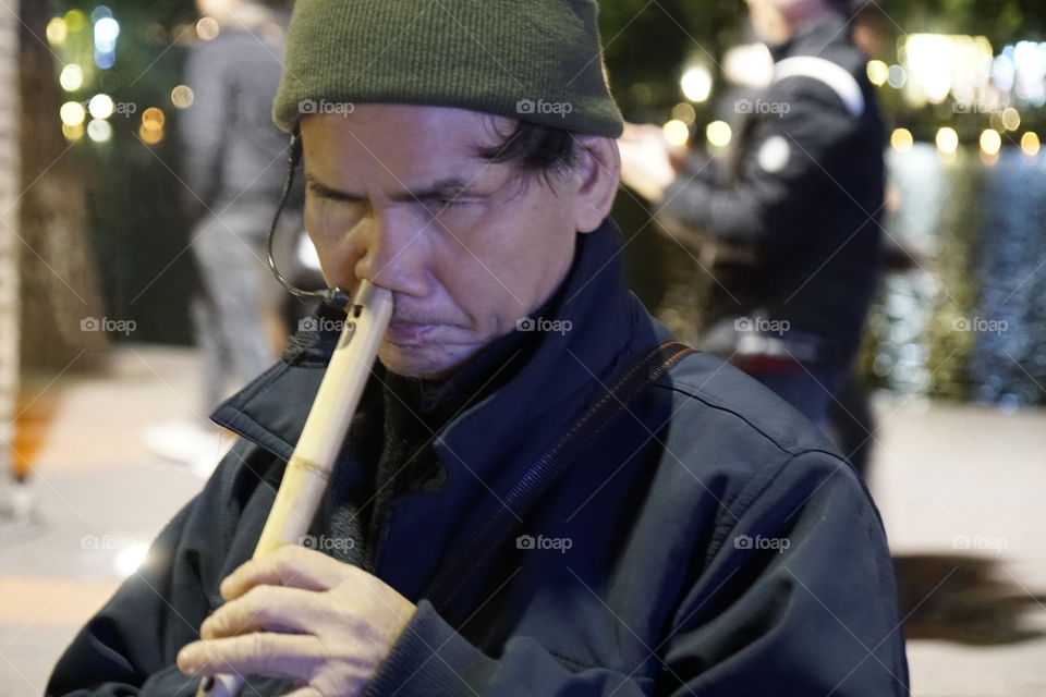 Flute by a blind man