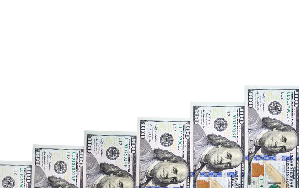 dollars on white background