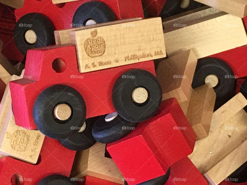 Tiny wooden toy trucks