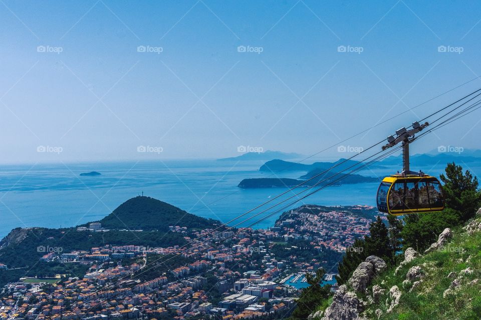 Cableway, beautiful landscape in Croatia