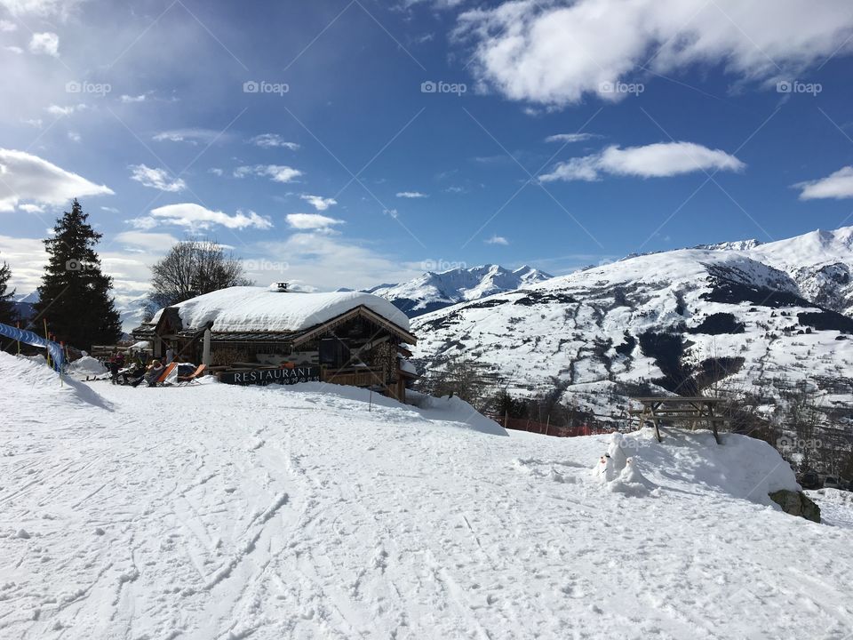 Snowy landscape for a lunch