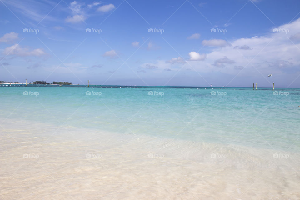 Paradise sandy beach in the Caribbean - turquoise water 