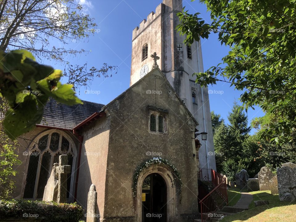 Kingskerswell Church in Devon looking lovely in warm almost unbroken sunshine.