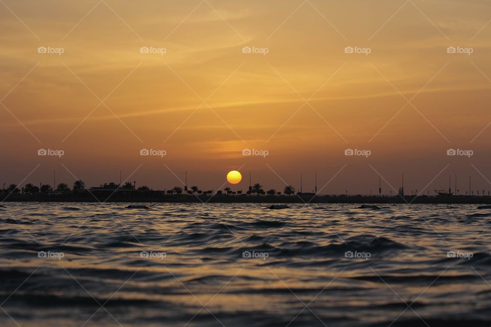 View of beach during sunset