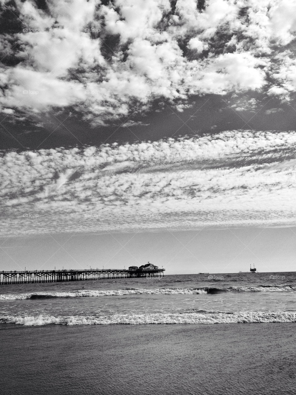 beach ocean sky clouds by analia