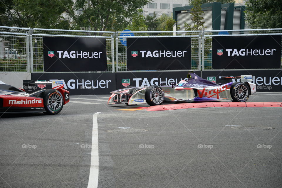 Frumula E, car race Electric race car, Beijing ,China, Olympic Park, Virgin race car