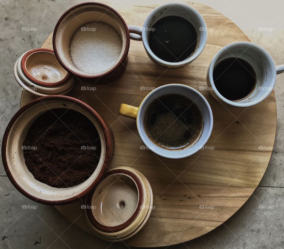 Tabletop photo. Cups of coffee