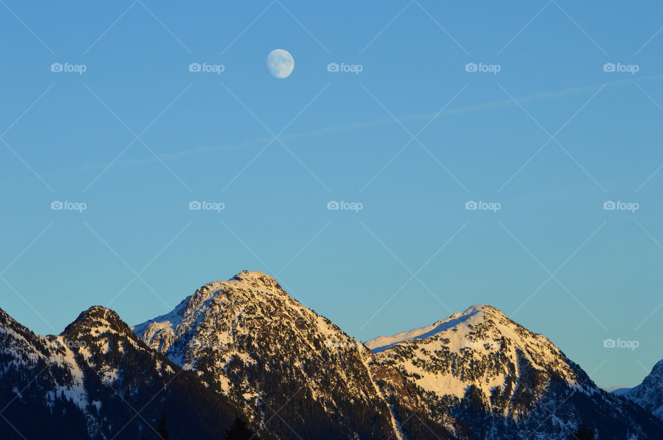 Moon over mountain