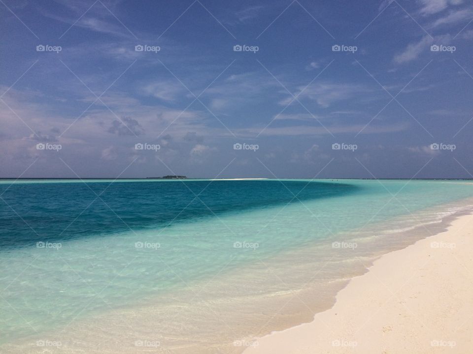 White sand beach with turquoise water 