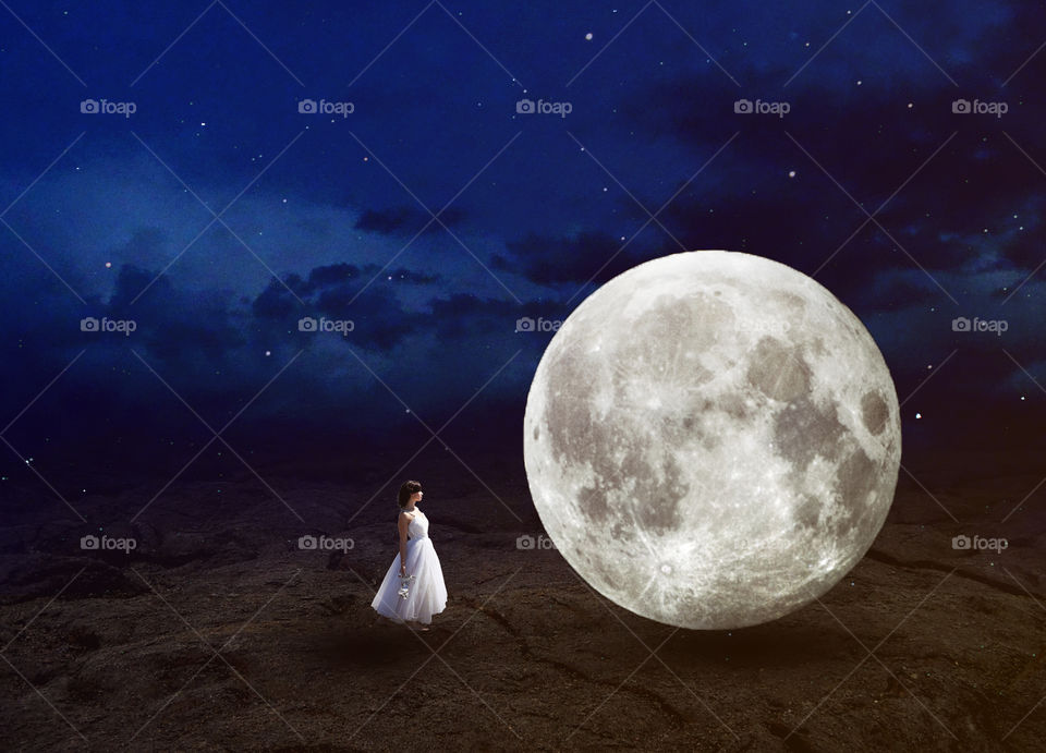 Photoshop with girl and moon