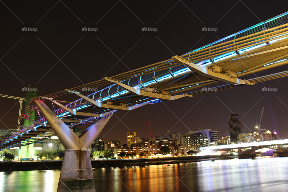 London’s Millennium Bridge At Night