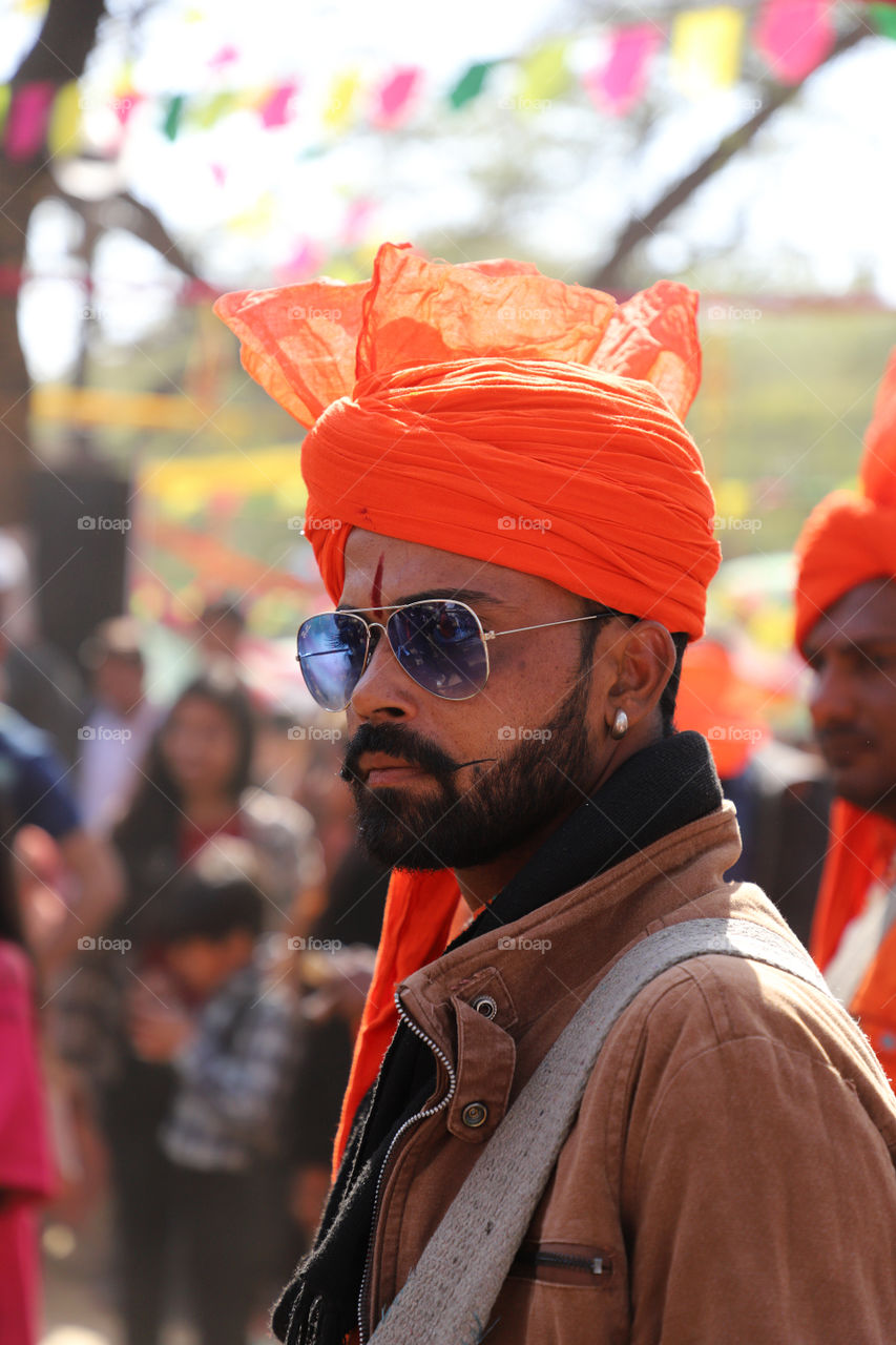 Indian man at the surajkund international crafts fair, surajkund, faridabad, haryana, India