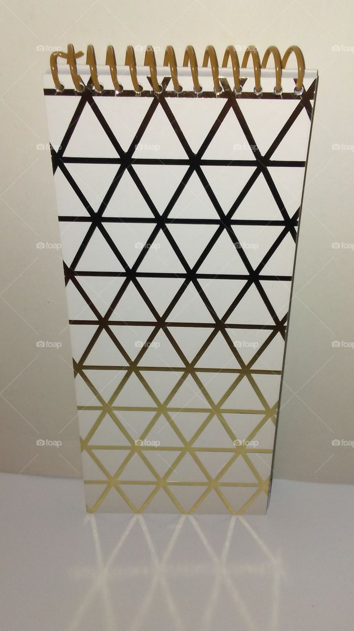 gold & white notebook