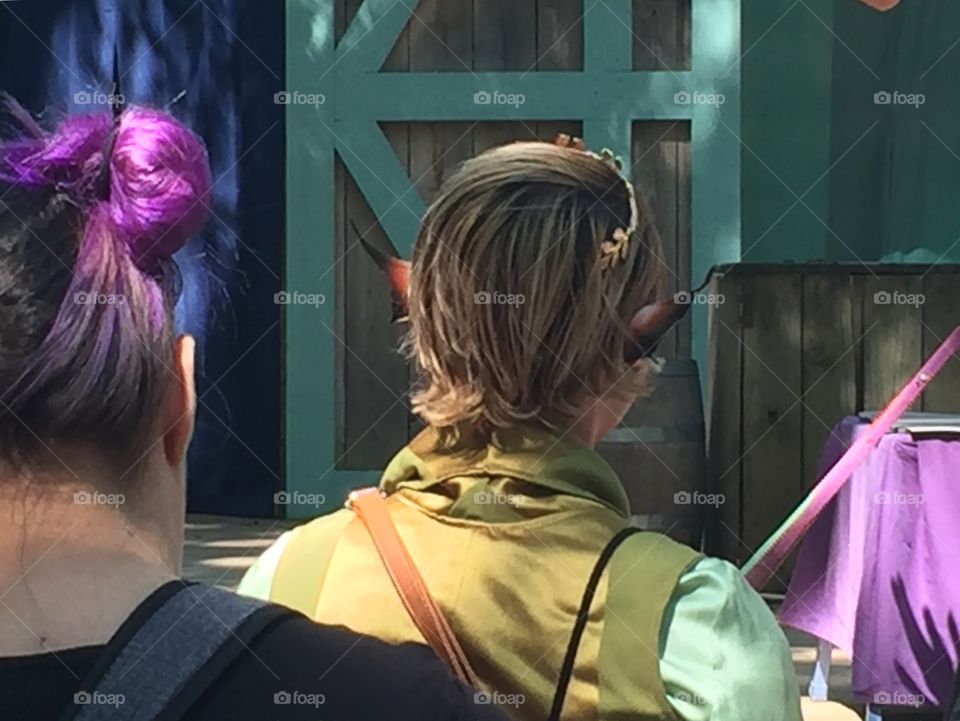 Festival attendees with unusual appearance 